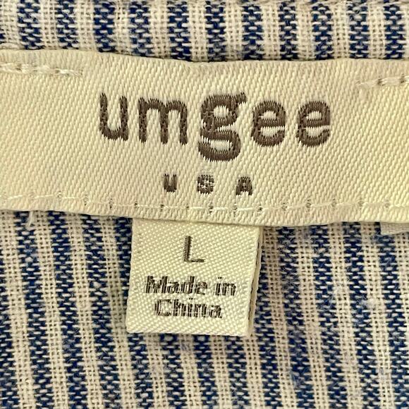 Umgee Button Down Tunic Womens Size L Striped Lace Trimmed Relaxed Casual - Picture 7 of 8
